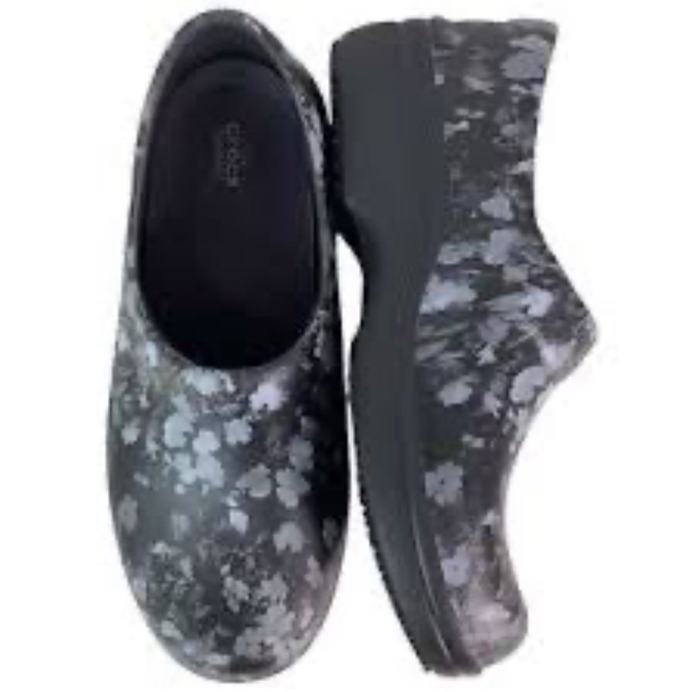 CROCS NERIA PRO II Dual Comfort LITERIDE GRAPHIC WORK CLOG Gray Floral W 6 NWT